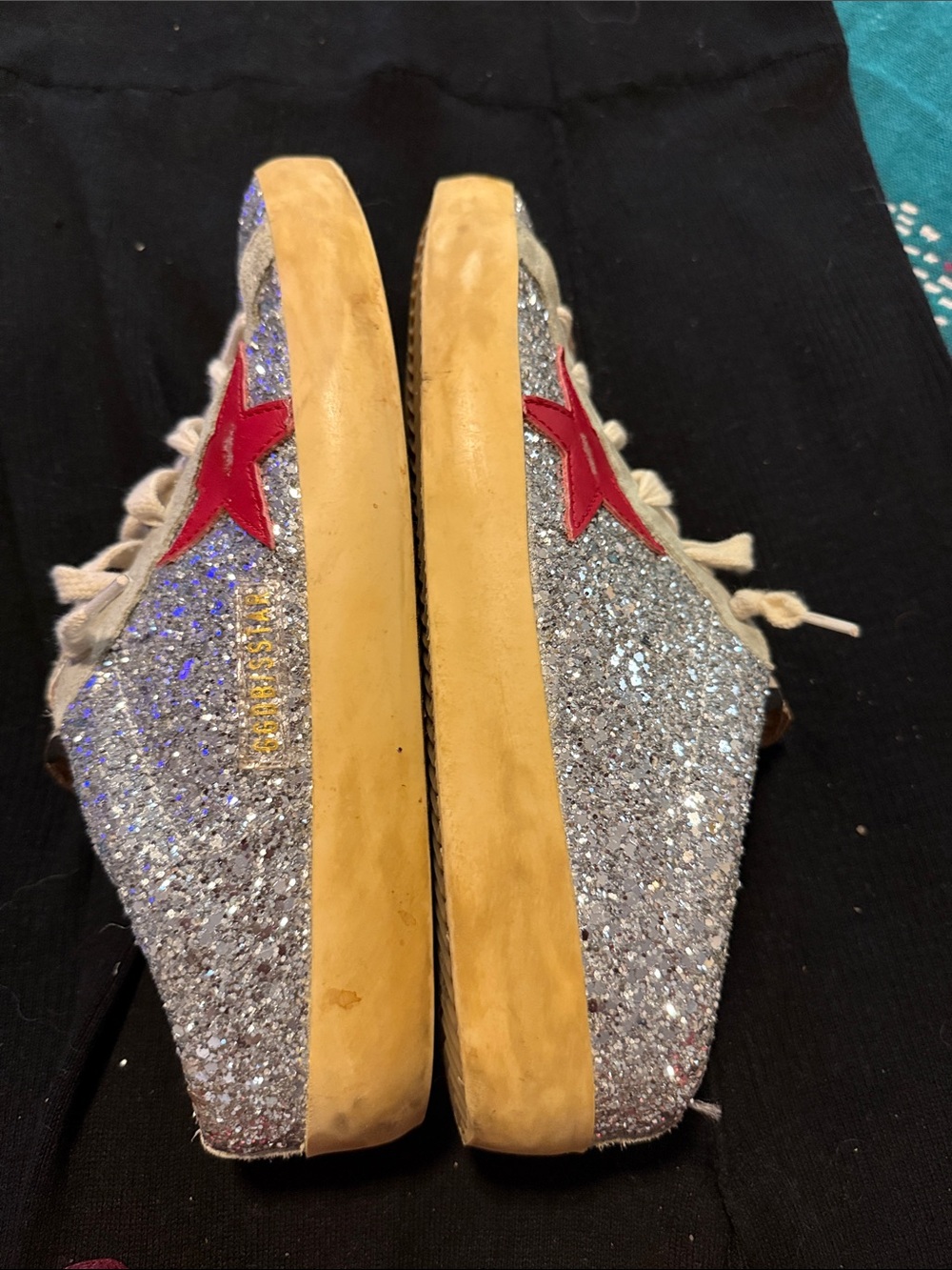 Golden Goose Kids Silver Glitter Sneakers with Red Star - Picture 5 of 5